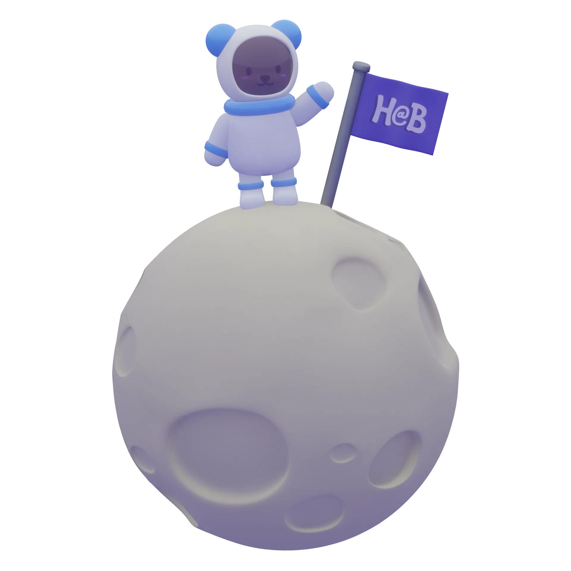 3D space bear on the moon with H@B flag